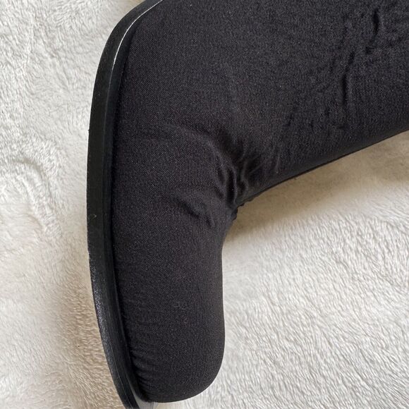 Prada Womens Boots Black Nylon Leather Ankle Block Heel Booties Covered Heel 38 - Picture 6 of 11